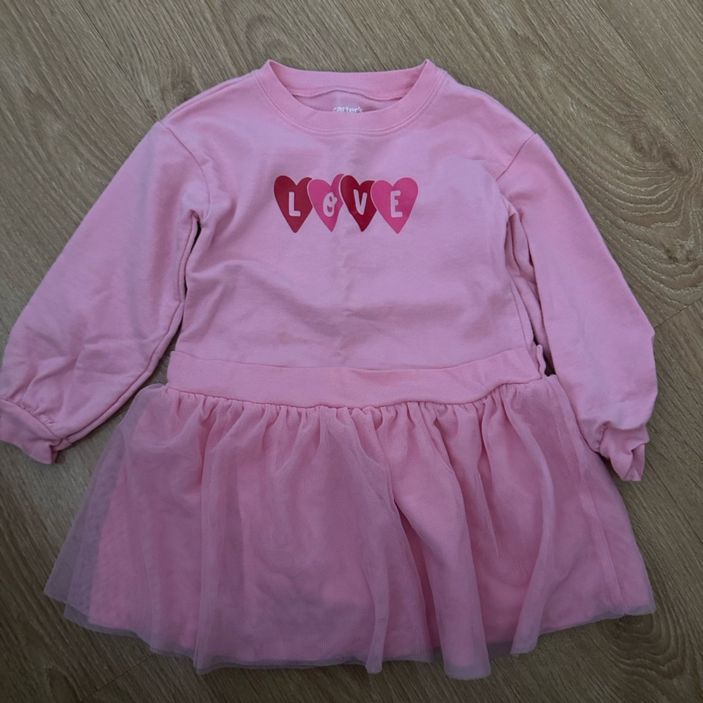Carter's Pink Heart Long Sleeve Dress